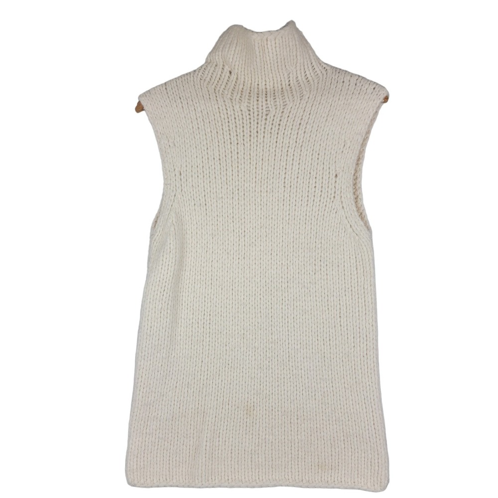 Theory Alpaca Wool Blend Vandrona Puno Turtleneck‎ Knit Sweater Vest Cream P/TP